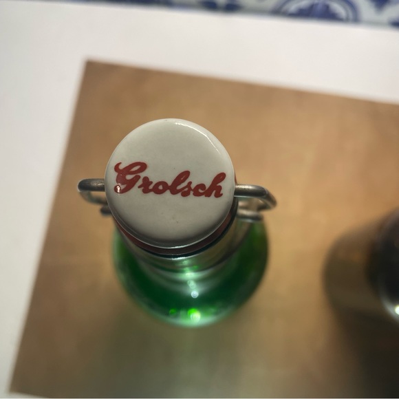 Grolsch Beer Bottle Green/brown Embossed Porcelain Swing Top Vintage Empty - Picture 15 of 16